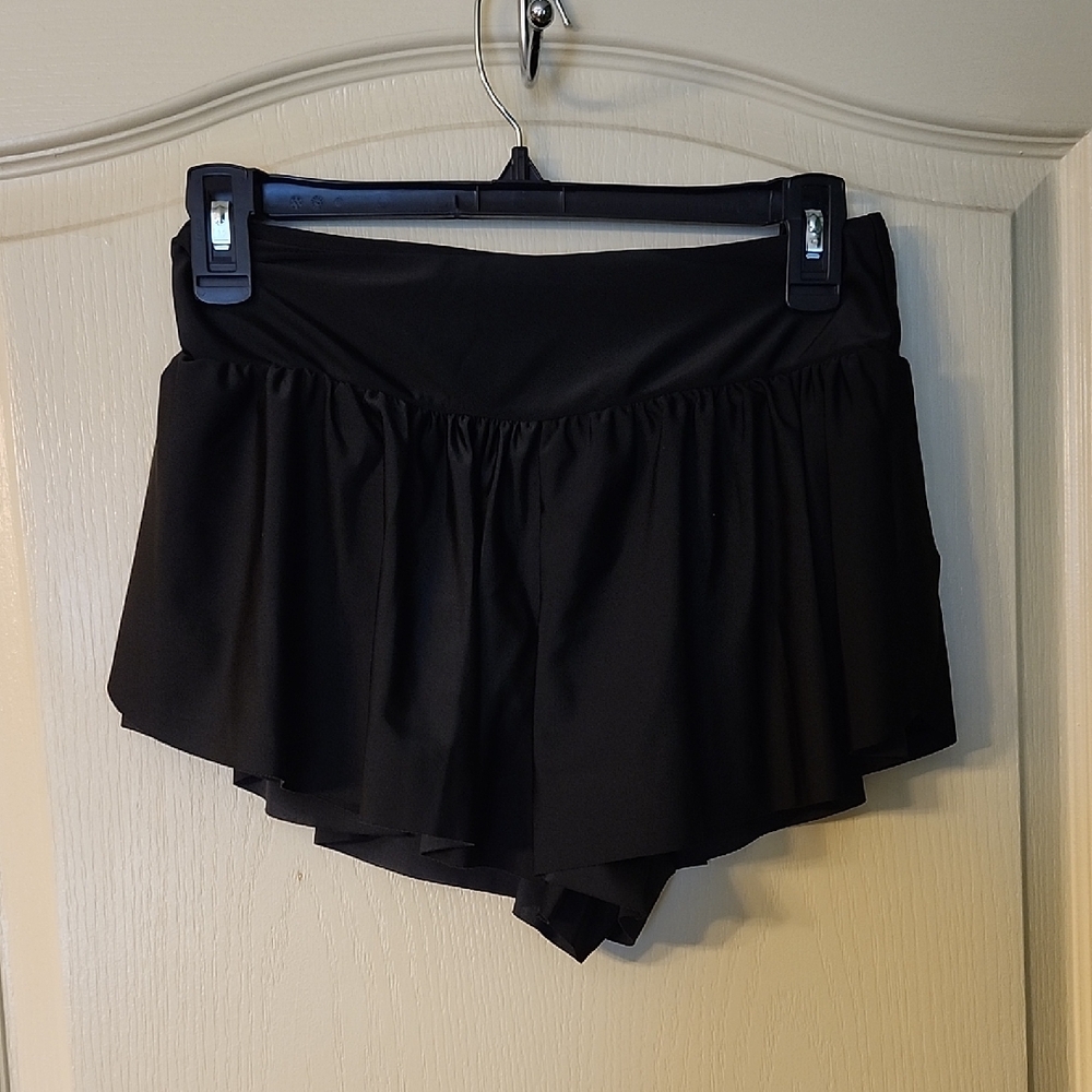 BLACK WOMEN'S RUFFLED SWIM BOTTOMS
